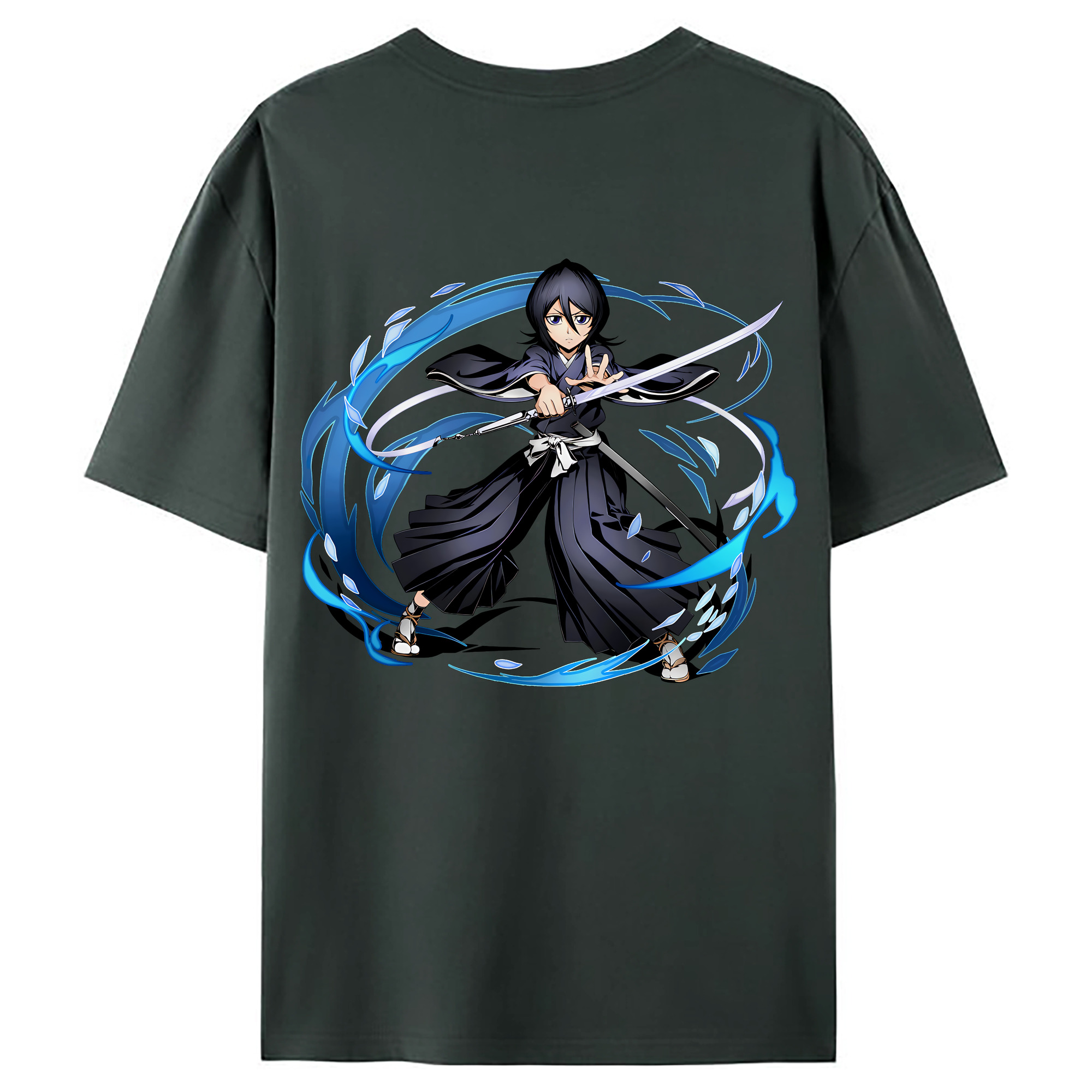 （画像用） ブリーチ 朽木ルキア BLEACH Kuchiki Rukia 綿100％ メンズ半袖Tシャツ（バックプリント） 通気性